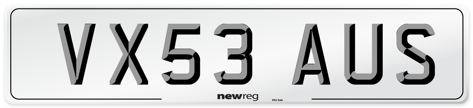 VX53 AUS Number Plate from New Reg